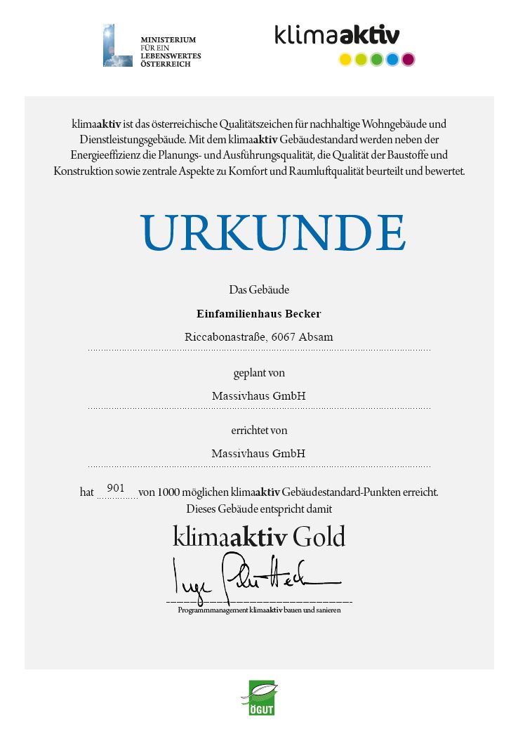 Massivhaus_klimaaktiv_Urkunde_Becker