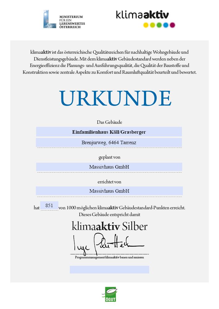 Massivhaus_klimaaktiv_Urkunde_Köll_Grasberger